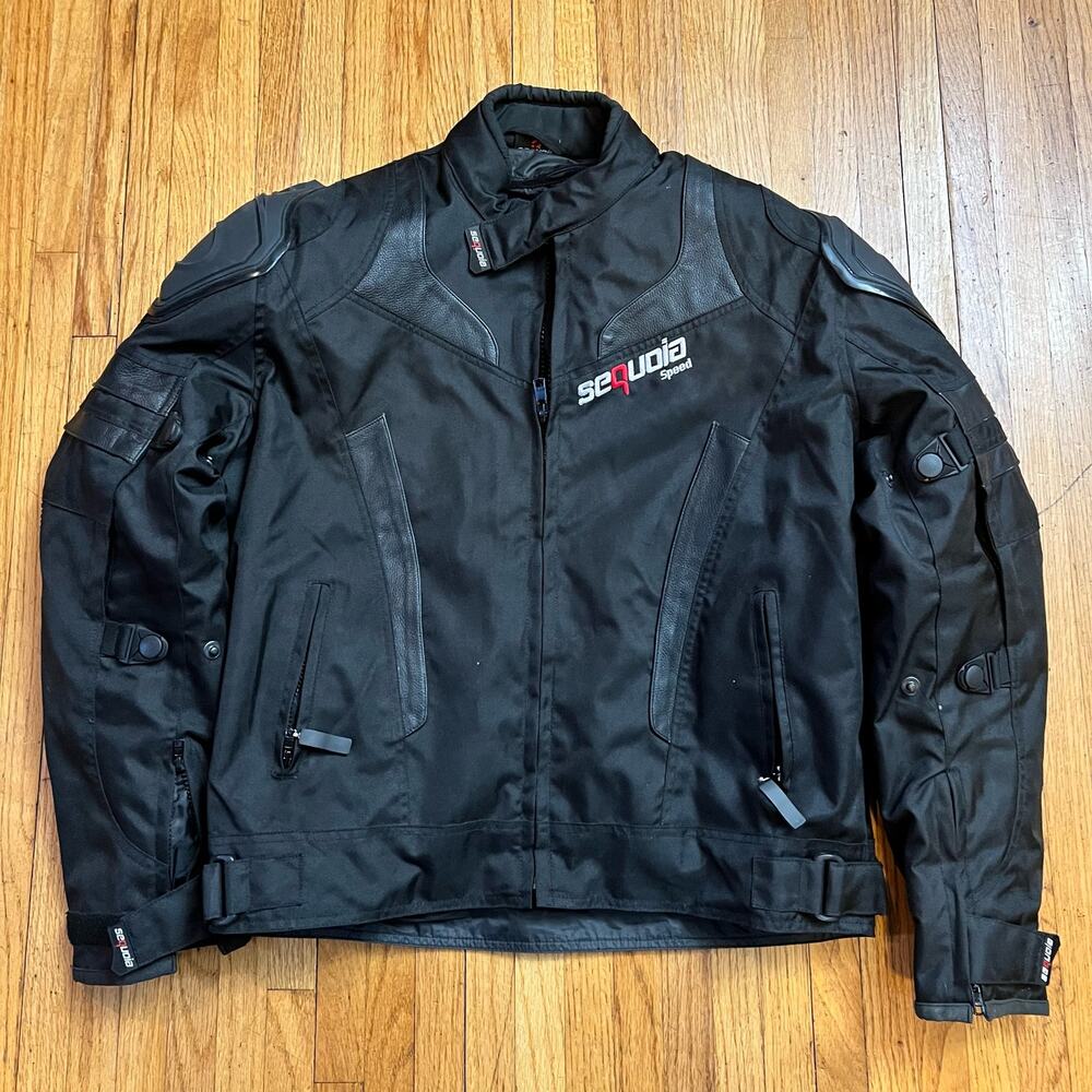 Sequoai Coat Mens Medium Motorcycle Armourded Off Road Motocross Black Padded